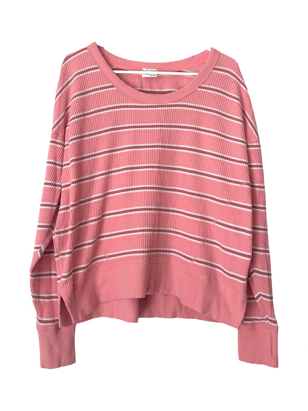 OFFLINE By Aerie Wow!
Waffle T-Shirt in strawberry mist pink, white stripes
